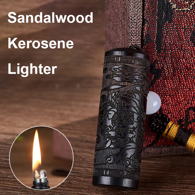 New Ebony Diesel Torch Lighter Mini Keychain Retro Kerosene Lighter Exquisite Carving Cigarette Lighters Gifts Dropshipping