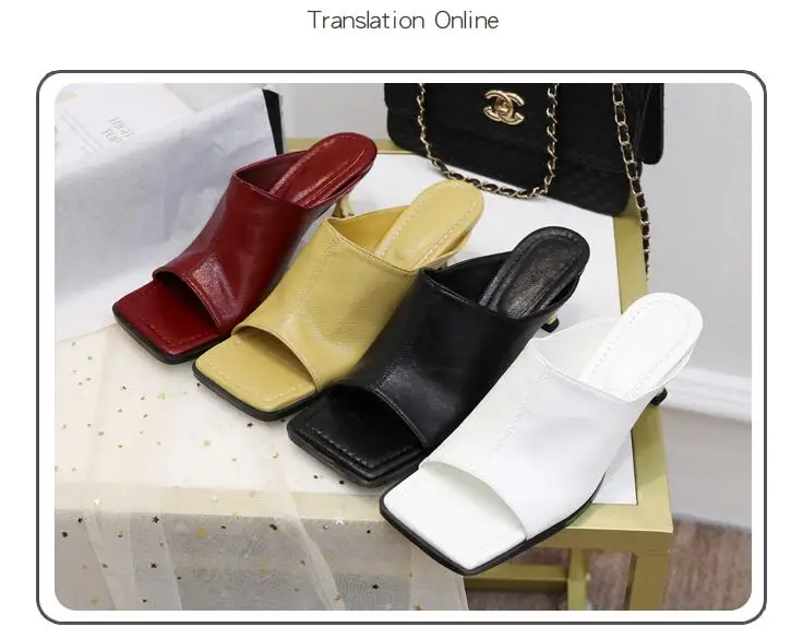 XGRAVITY New Fashion Shoe Branded Summer Shoes Square Toe Top Quality Ladies Slippers Female Vintage Shoes Lady Slides For Woman