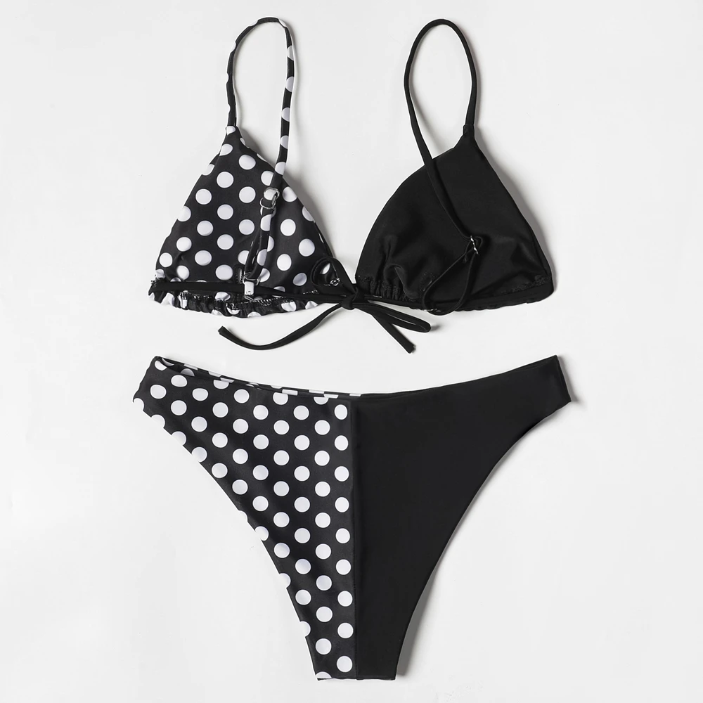 ZTVitality Sexy Patchwork Dot Swimsuit Women 2022 New Arrival Push Up Padded Bra Bikini Set Beachwear Swimwear Brazilian Biquini