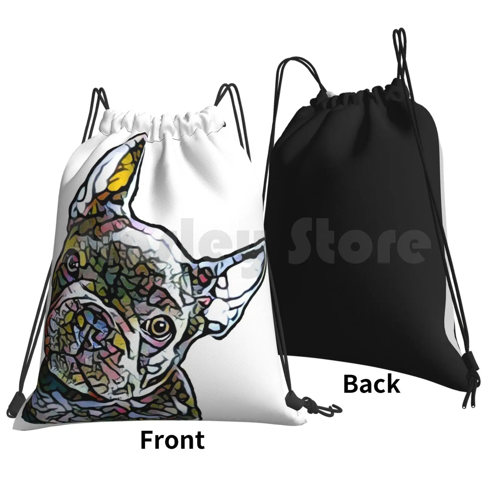 Frenchie Backpack Drawstring Bags Gym Bag Waterproof Frenchie Dog French Bulldog Pet Puppy