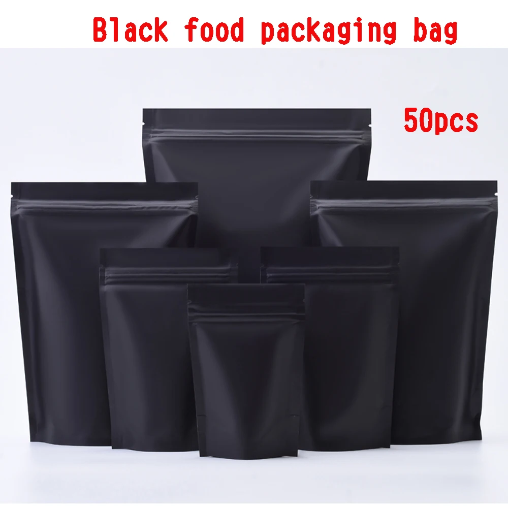 

Black food packaging bag retail bag sealed beef tea packaging bag red jujube dried fruit translucent aluminum foil bag 50pcs