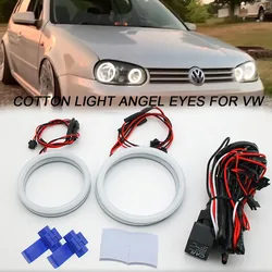 White Cotton LED Angel Eyes Headlight Kits for VW Volkswagen Golf 4 5 IV V 1998-2009 Auto Accessories Halo Ring Kits