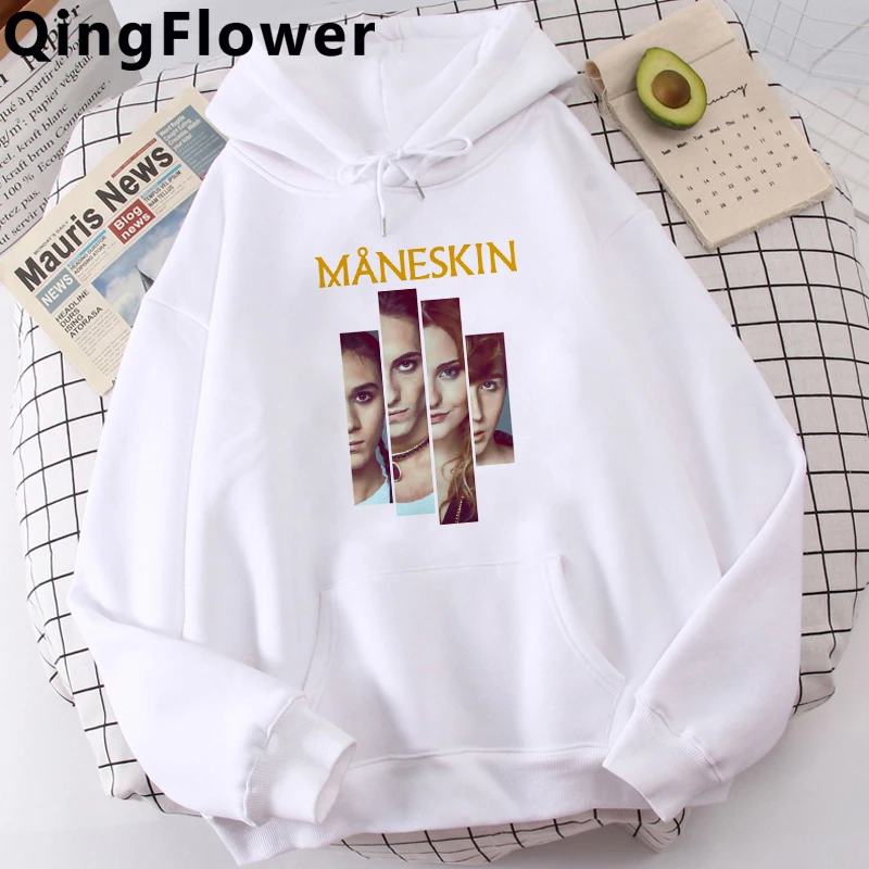 Maneskin Hip Hop Funny Cartoon Aesthetic Unisex Hoodies Men Harajuku Streetwear Anime Sweatshirt Singer Graphic 90s Hoody Male