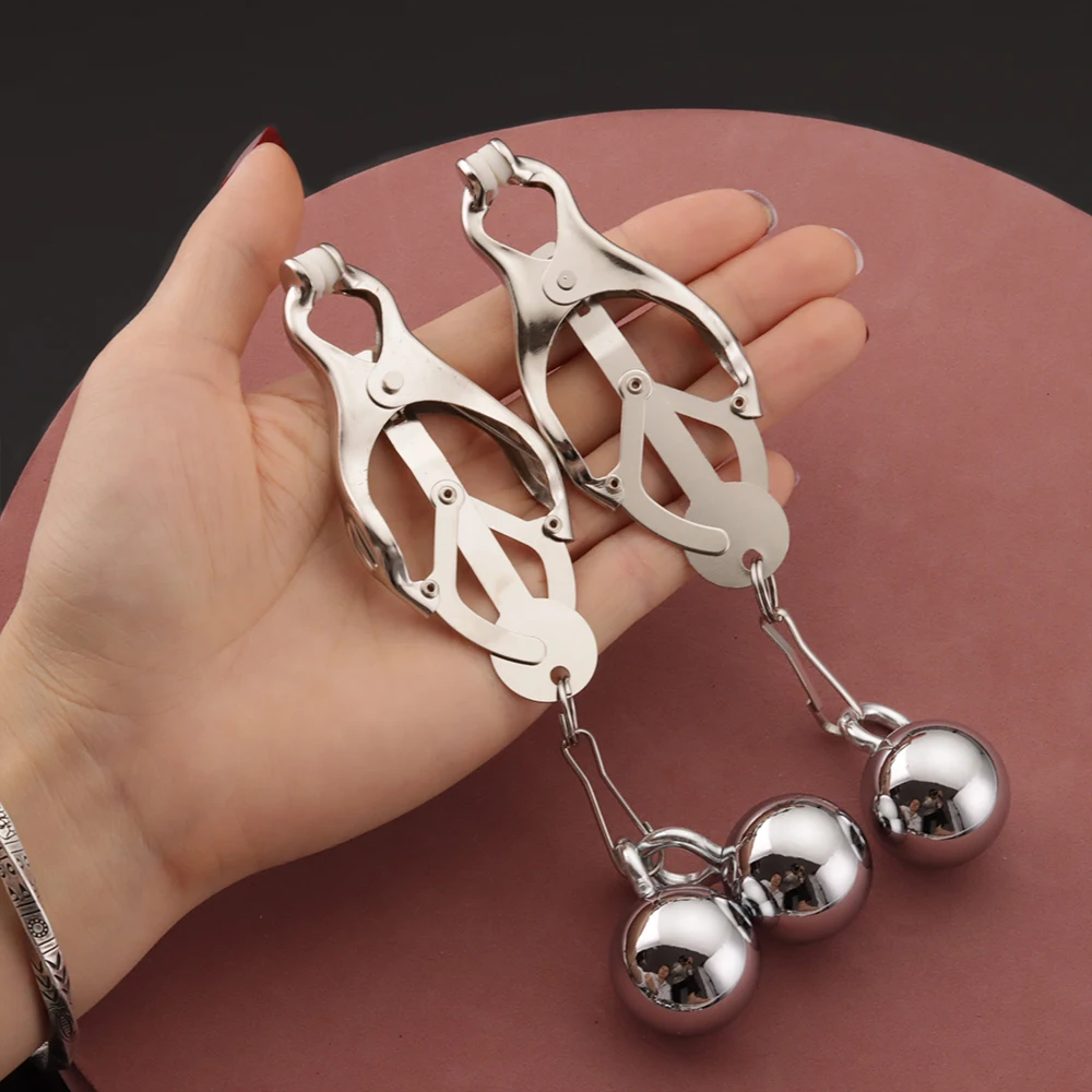 BDSM Metal Heavy Balls Nipple Clamps For Women Clips Sex Toys Adult Products Torture Play Hanging Balls Clitoris Labia Clips