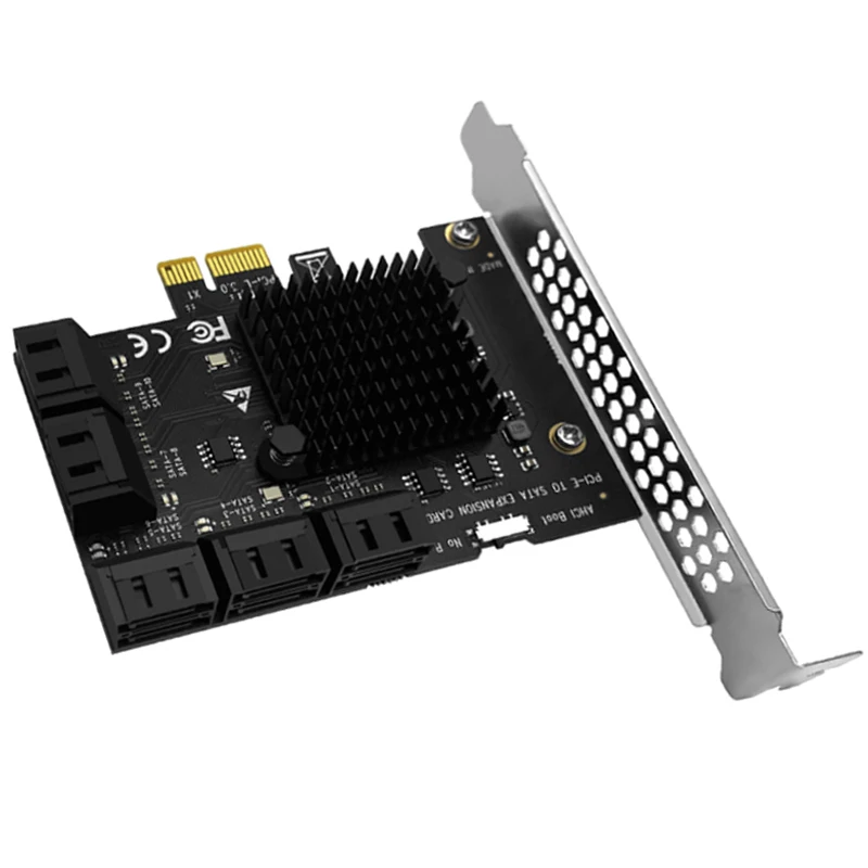 Chia Mining Riser ASM1061+ JMB575 SATA PCIe Adapter 10 Port SATA III to PCI Express 3.0 X1 Controller Expansion Card for Windows