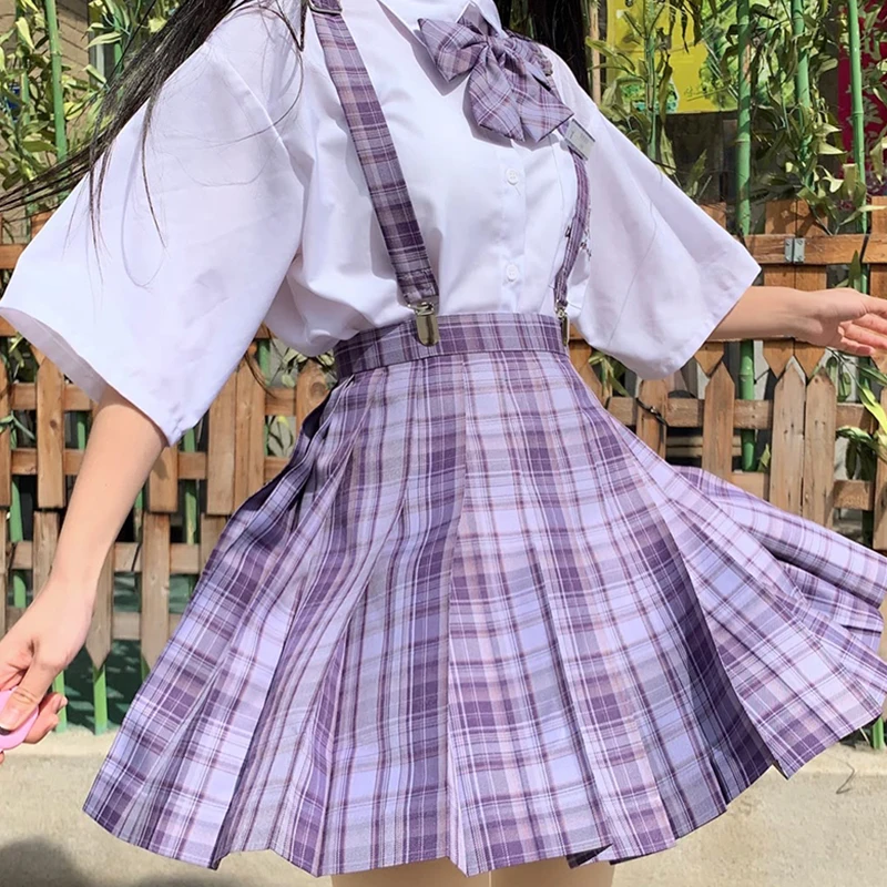 Girl\'s Summer High Waist Pleated Skirts Plaid Skirts Women Dress For JK School Uniform Students Cloths