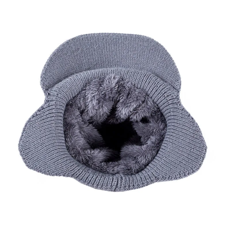 Unisex Stylish Add Fur Lined Warm Winter Hats With Brim Soft Beanie Cap For Men Women Classic Hat With Ear Knitted Hat