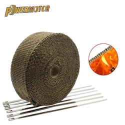 Protector Térmico para escape de motocicleta, cinta térmica de fibra de vidrio con bridas inoxidables para Motocross ATV, protección de 2,5 cm x 5M