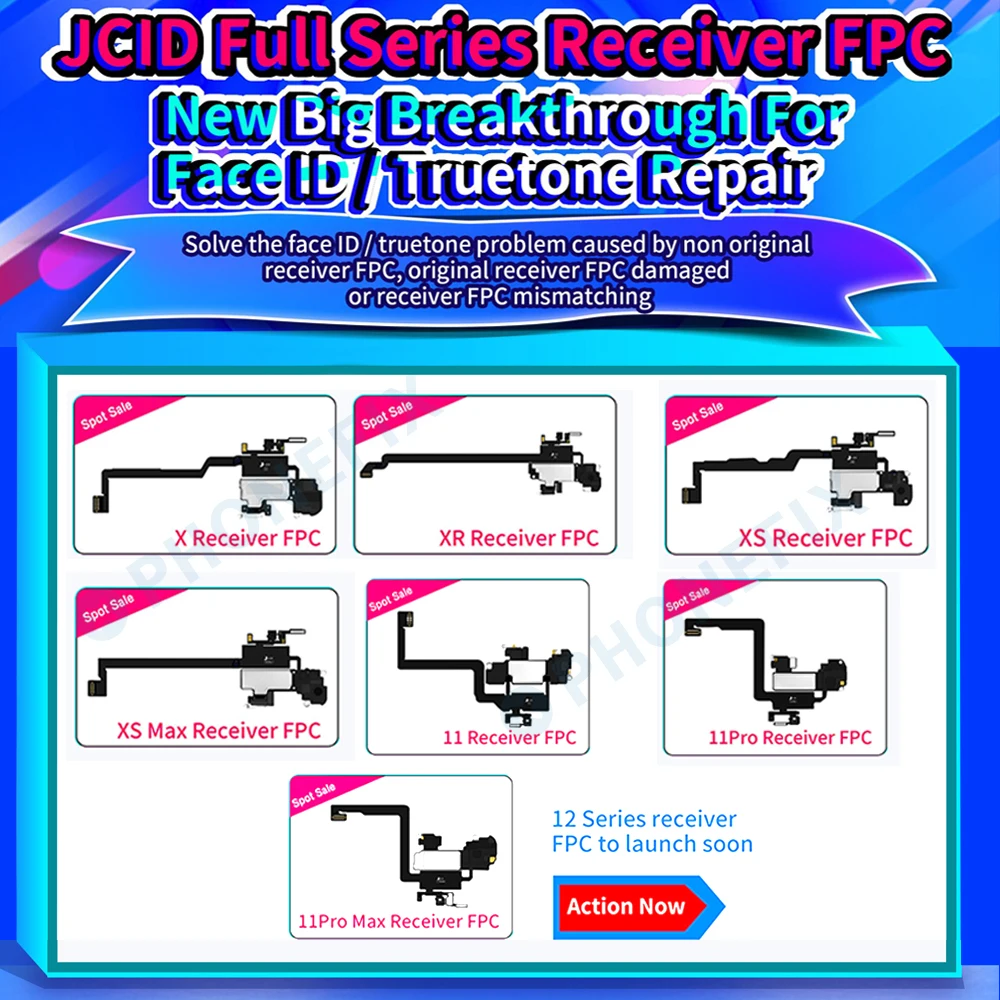 JC Receiver FPC Detecting Board Earpiece Flood Light Cable For iPhone 8-13Pro Max Face ID Truetone Repair Receiver FPC Detection