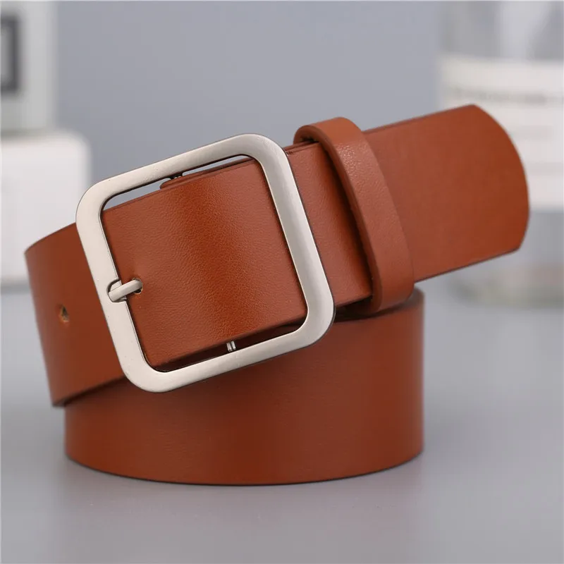 Wide Leather Waist Belt High Quality Women Square Pin Metal Buckle Belts For Women Waistband Jeans Belt