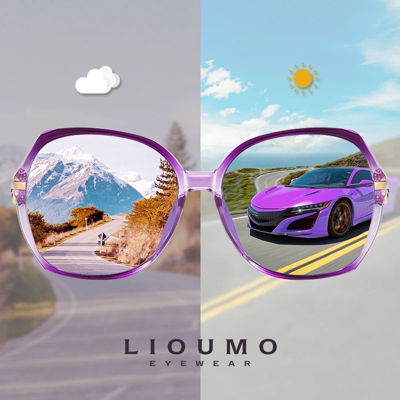 

LIOUMO 2021 Fashion Sunglasses Women Polarized Photochromic Sun Glasses Luxury Ladies Goggle Chameleon UV400 lunette de soleil