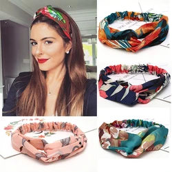 Fashion Women Girls Summer Bohemian Hair Bands Print Headbands Vintage Cross Turban Bandage Bandanas HairBands Hair Accessories