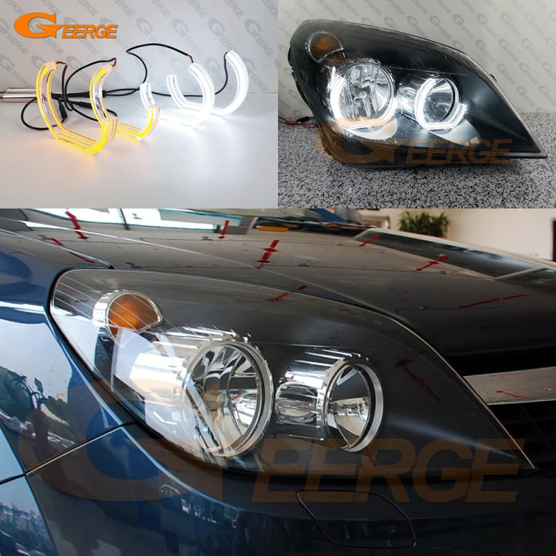 

Для OPEL Astra H 2004 2005 2006 2007 Pre Facelift Ultra Bright A/W Switchback DRL Turn Signal DTM M4 Style Led Angel Eyes Kit