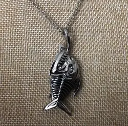 Piranha Fish Necklace Steampunk Skeleton Ocean Fishhook Piranha Pendant Gothic Jewelry