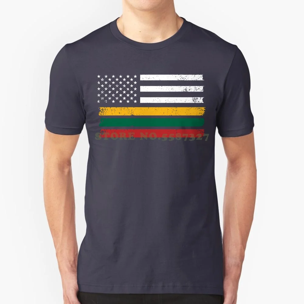 Tee Shirt Hipster Harajuku Brand Clothing T Shirt Lithuanian American Flag-Usa Lithuana Shirt