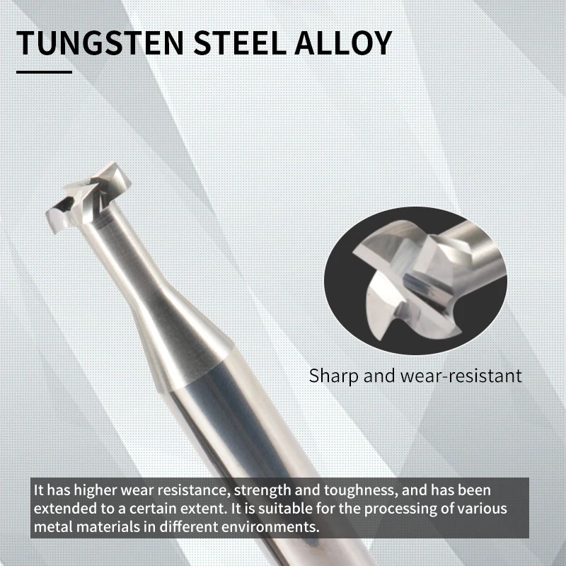T-Slot Milling Cutter 60 Degree 4-Blade Carbide Tungsten Steel  Industrial Grade Processing Tool CNC Machining Centre
