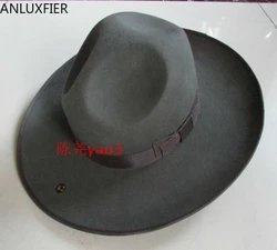 B-8127 Men's 100% Woolen Fedoras Hat Wide Brim Oversize 12cm Woolen Hat Fashion Wool Felt Fedora Woolen Cap Equestrian Hat