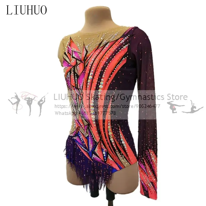 Custom Figure Skating Dress Women's Girls One-Sleeve Competition Rhythmic Unitards Ballet Dance Leotard Artistic Costume