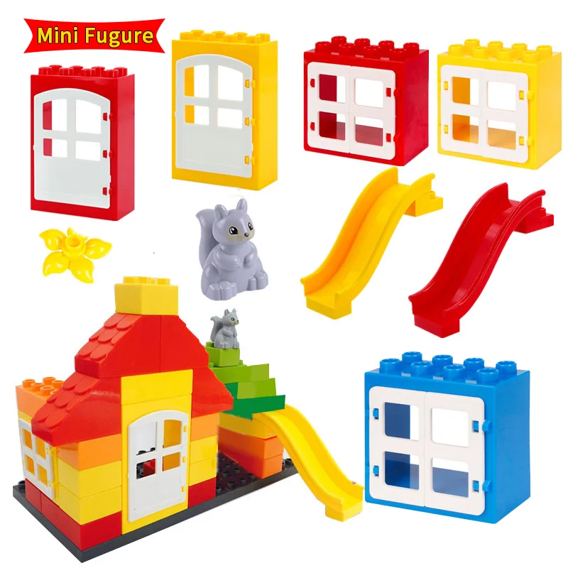 Door House Slide Animal Accessories Big Size Building Blocks Compatible With Brand Bricks Toys For Kids