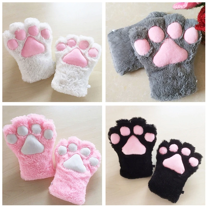 3d 실리콘 고양이 발 장갑 양말 양말 귀여운 새끼 고양이 핑거리스 장갑 pawpads 장갑 여자 여자 크리스마스 할로윈 코스프레