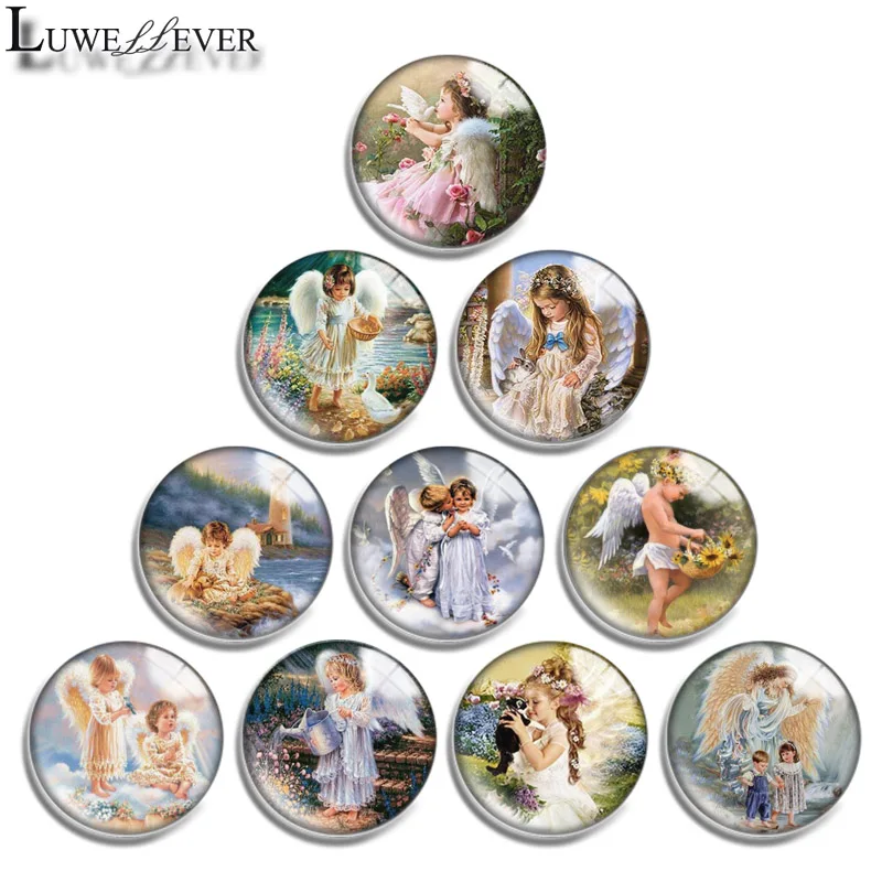 12mm 14mm 16mm 20mm 25mm 30mm 654 Angel Baby Mix Round Glass Cabochon Jewelry Finding 18mm Snap Button Charm Bracelet
