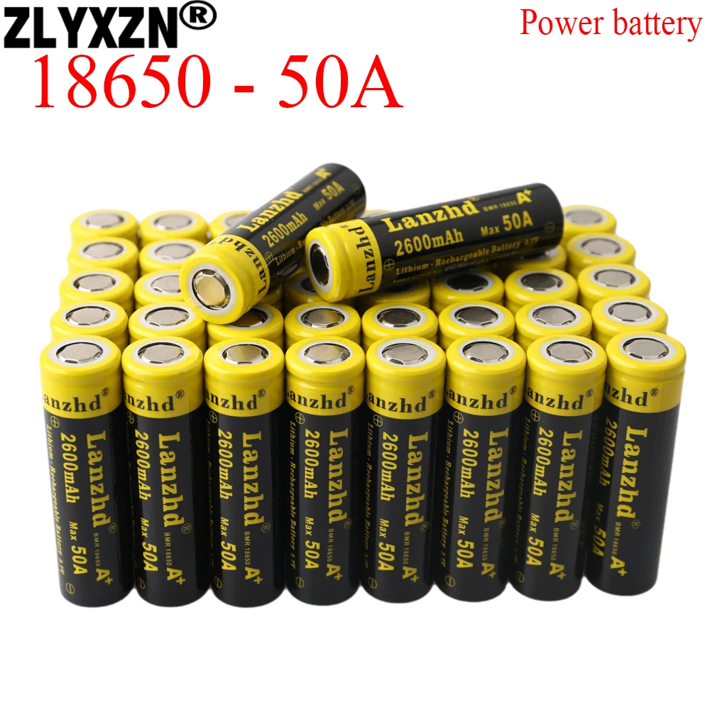 5-24PCS battery 3.7V 50A Large current 18650 2600mA 50A lithium li ion battery for High current High Drain Devices