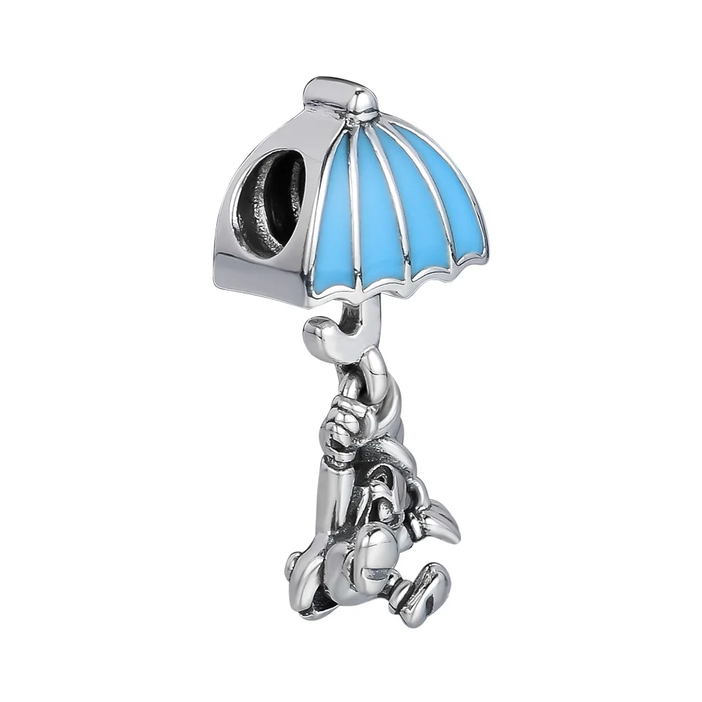 

928 Sterling Silver Jiminy Cricket Dangle Charm Blue Vintage Beads Original Fits European Woman Bracelets For Jewelry Making