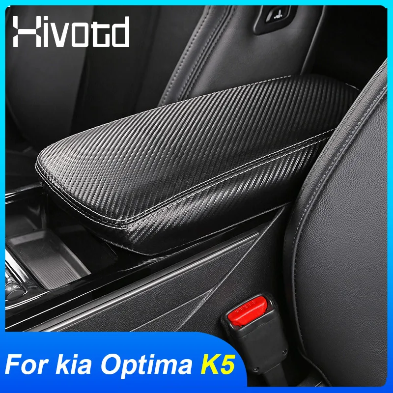 Hivotd For Kia Optima K5 2021 2020 Car Armrest Cover Protection Armrest Storage Box Leather Decoration Trim Interior Accessories