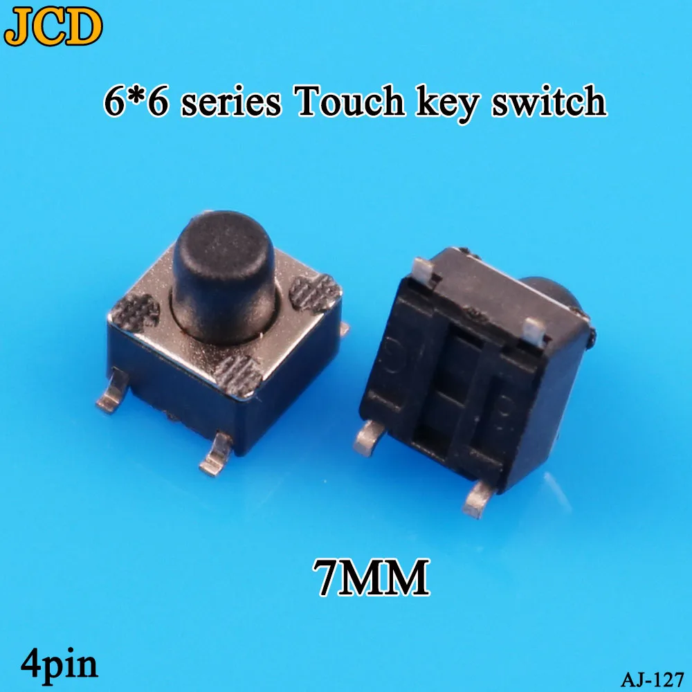 JCD-SMD触覚押しボタンマイクロスイッチ、自己リセットスイッチ、6x6x4.5mm、6x6x5mm、6.5mm、7mm、6x6、4ピン、1個