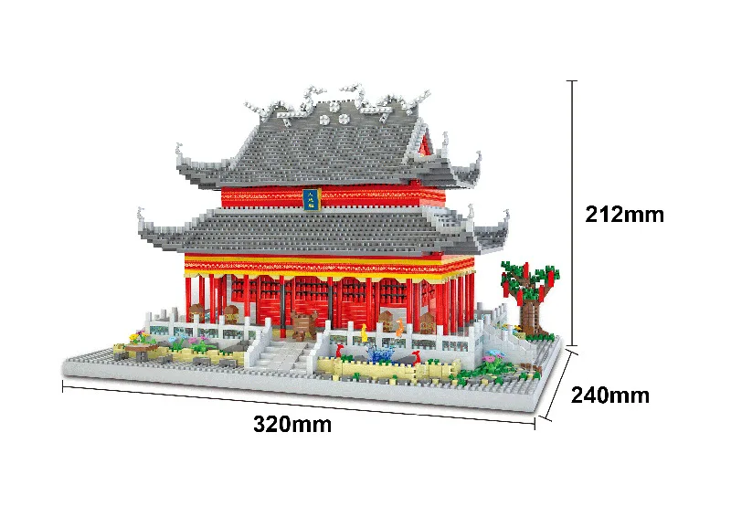 Słynna na całym świecie architektura historyczna mikro diamentowe klocki chiny Nanjing Confucius świątynia pisanie cegła budowlana zabawki z nanocegły