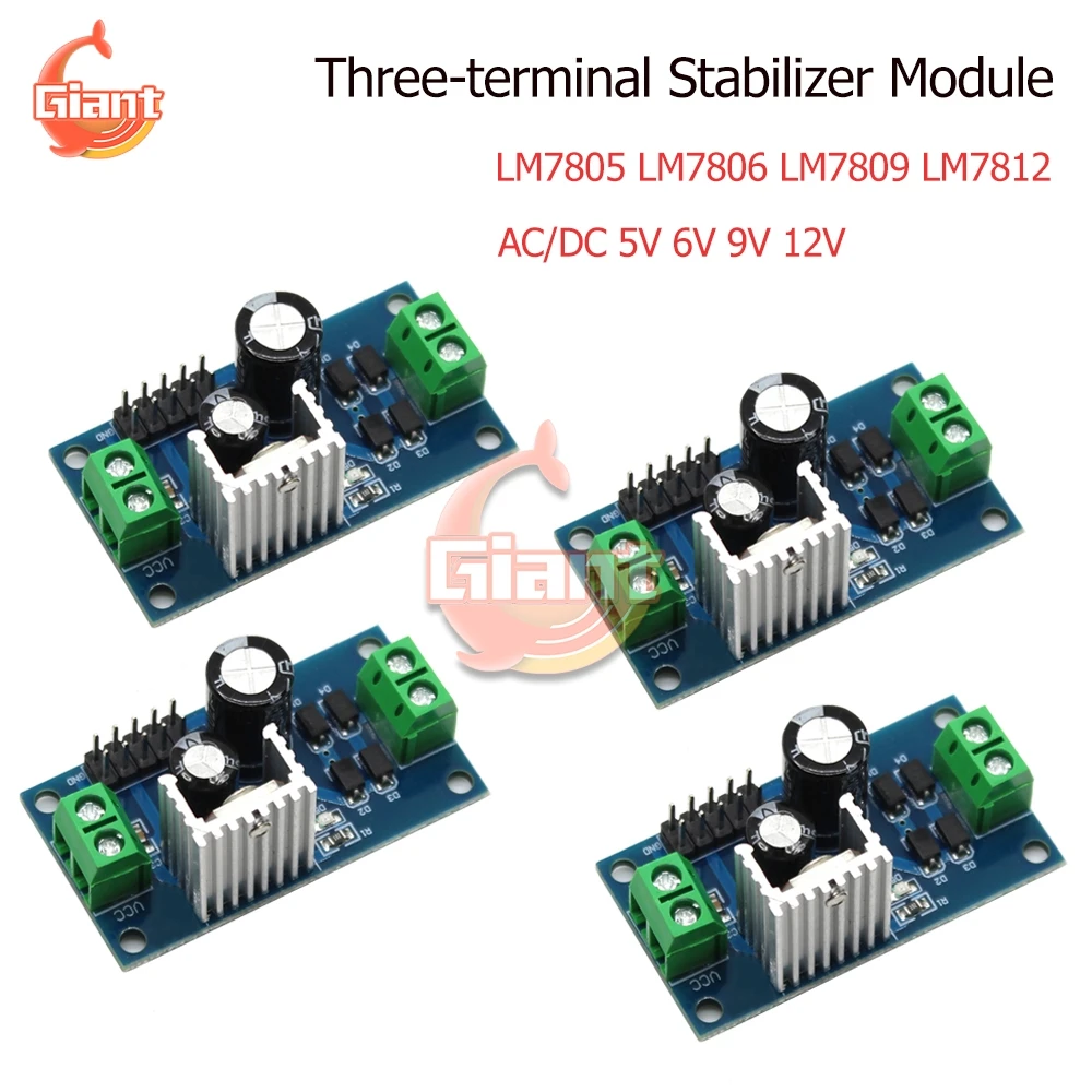 LM7805 LM7806 LM7809 LM7812 DC/AC 5V 6V 9V 12V Three Terminal Voltage Regulator Power Supply Module Stabilizer Module Board 24V