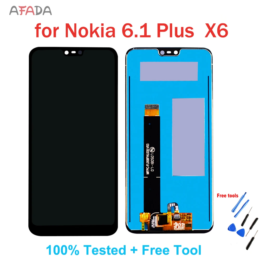 For Nokia X6 LCD Nokia 6.1 Plus LCD Display Touch Screen Glass Panel Digitizer Assembly Replacement + Free Tools