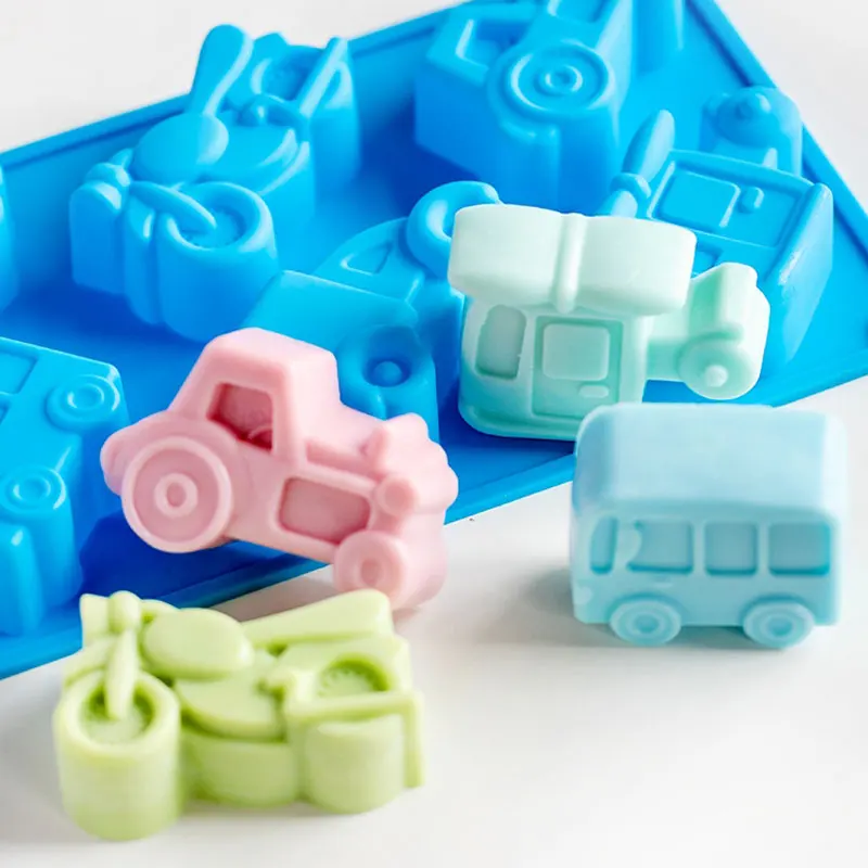 6 Cavity Vehicles Car Soap Mold Cars Shape Craft Art Silicone Molds For Soap Cake Chocolate Making Cute Cars Theme Craft Molds