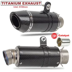 51mm 60mm Motorcycle Exhaust Muffler Carbon Fiber Titanium Escape Moto DB Killer Catalyst for BMW S1000RR f750gs Z900 NMAX R3 R6