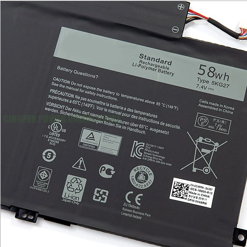 CP Laptop Battery 5KG27 58Wh For Inspiron 7437,14HD-2608T,14HD-1508,14 7000,14 (7437),14-7437,14HD-2508,14HD-1608T,14HD-1808T