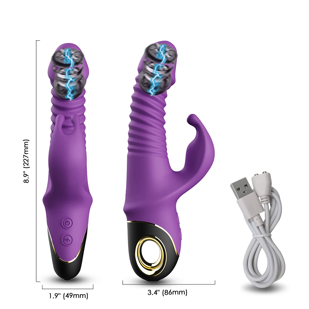 2024 New Rabbit Vibrator 360° Automatic Telescopic Rotation G-Spot Clitoris Stimulator Vaginal Masturbator Sex Toys for Women