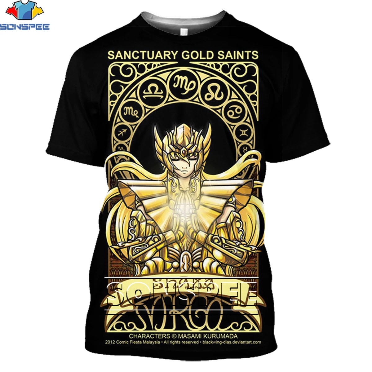 SONSPEE New Classic Cartoon Saint Seiya Series Print Shirt 3D Summer Men Women Anime T-shirt Fashion Streetwear Man Clothing