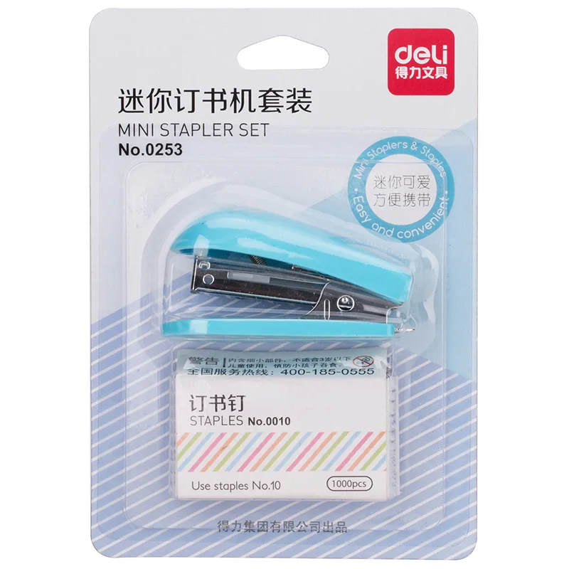 Color stapler solid office material Mini cute, student small stapler Mini stapler set with 10 staples