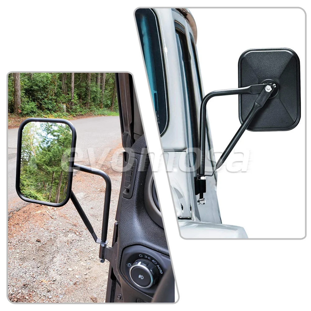 TACTIK Espejos Laterales De Aventura, Cabeza Redonda, Espejos Laterales De Aventura Cabeza Redonda Espejos Laterales Con Bisagras Con Puertas Apagadas Se Adapta A Jeep Wrangler Jl Jk Tj Yj Cj