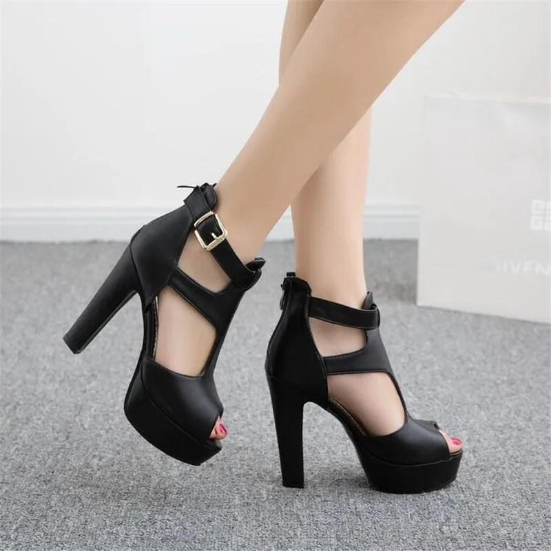 Dziewczęce buty damskie czółenka na wysokim obcasie buty na platformie Peep Toe Peep Toe Peep sandały gladiatorki 12cm obcasy damskie buty imprezowe rozmiar 31-43