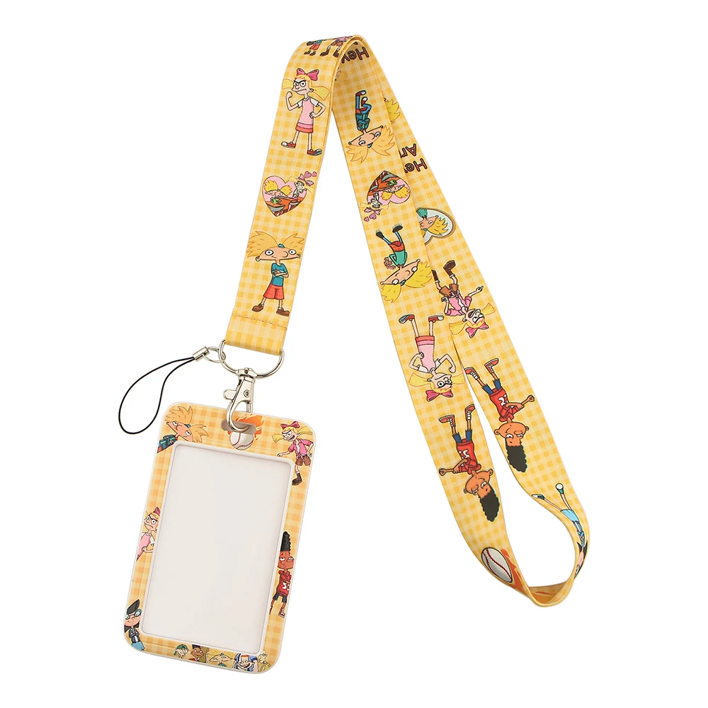 JF0011 Cartoon Anime Office Card Sets ID Badge Case Clear Bank Credit Card Badge Holder Cartoon Anime Lanyards Keychain