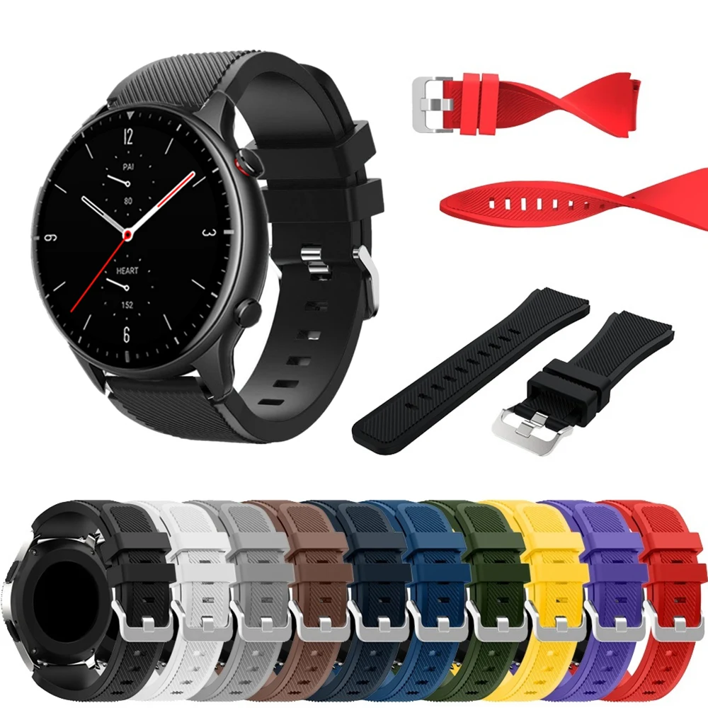 Pulseira de silicone de 22mm para huami amazfit gtr 2 2e 47mm pulseira esportiva para huami amazfit pace smartwatch bandas à prova d'água novo