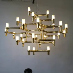 Modern large chandelier Luxury Villa Foyer G9 Gold silver chandelier Metal Pendant Lighting Adjustable Cable farmhouse lighting