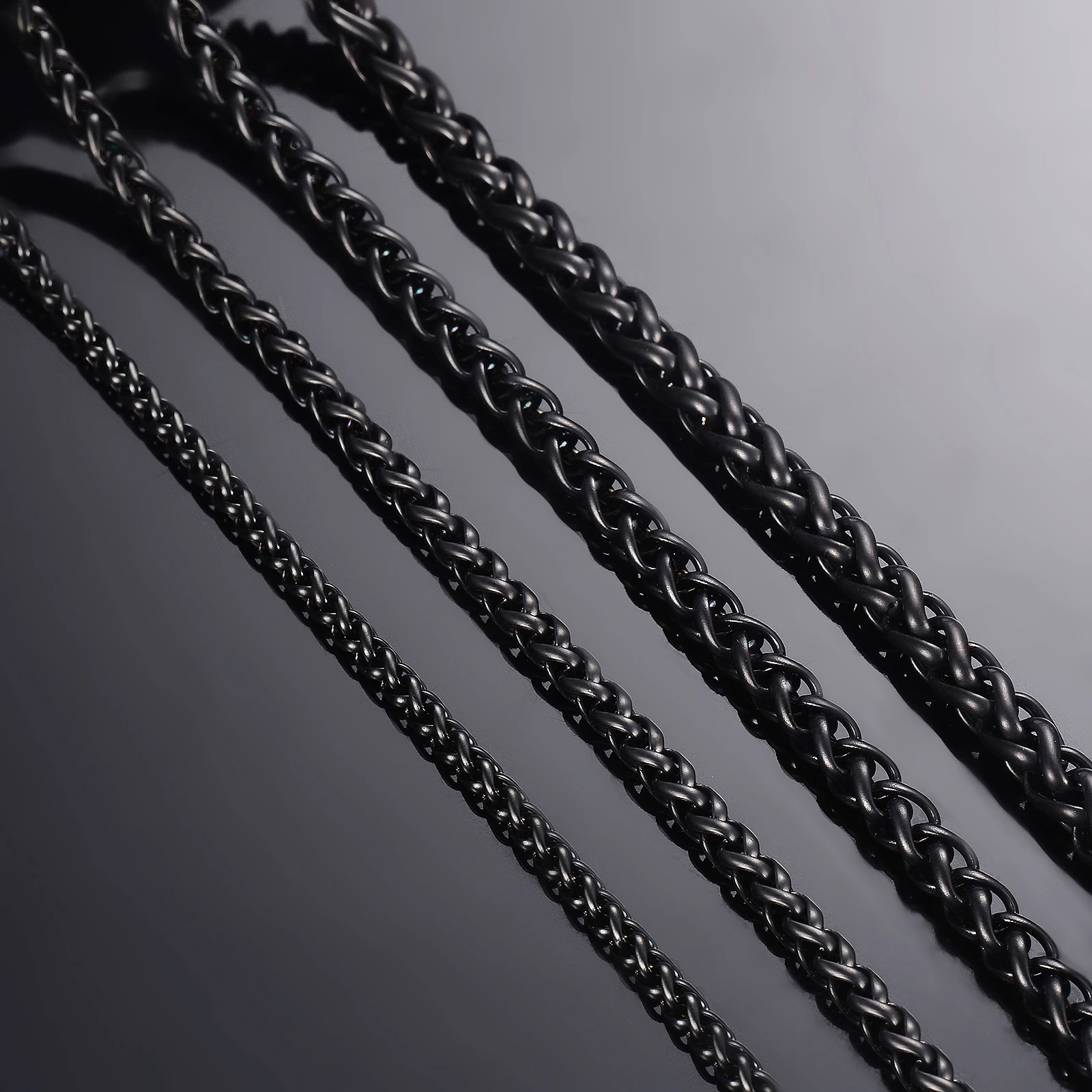 1 piece Width 3mm/4mm/5mm/6mm  Black Color Keel Link Chain Necklace For Men Women Stainless Steel Chain Necklace