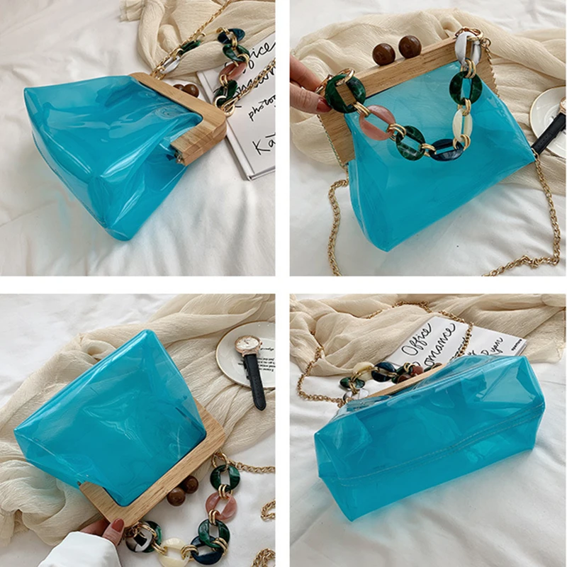 Acrylic Chain Jelly bag Transparent PVC Women Shoulder Crossbody Bags 2022 Summer Handbags Ladies Messenger Bag Female Purse