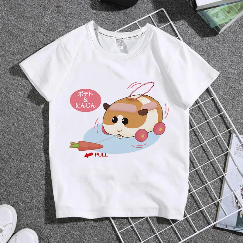 Anime PUI PUI Print White Kid T shirt Children Japan Cartoon Animal Car Manga Tops Summer Little Baby Clothes,Drop Ship