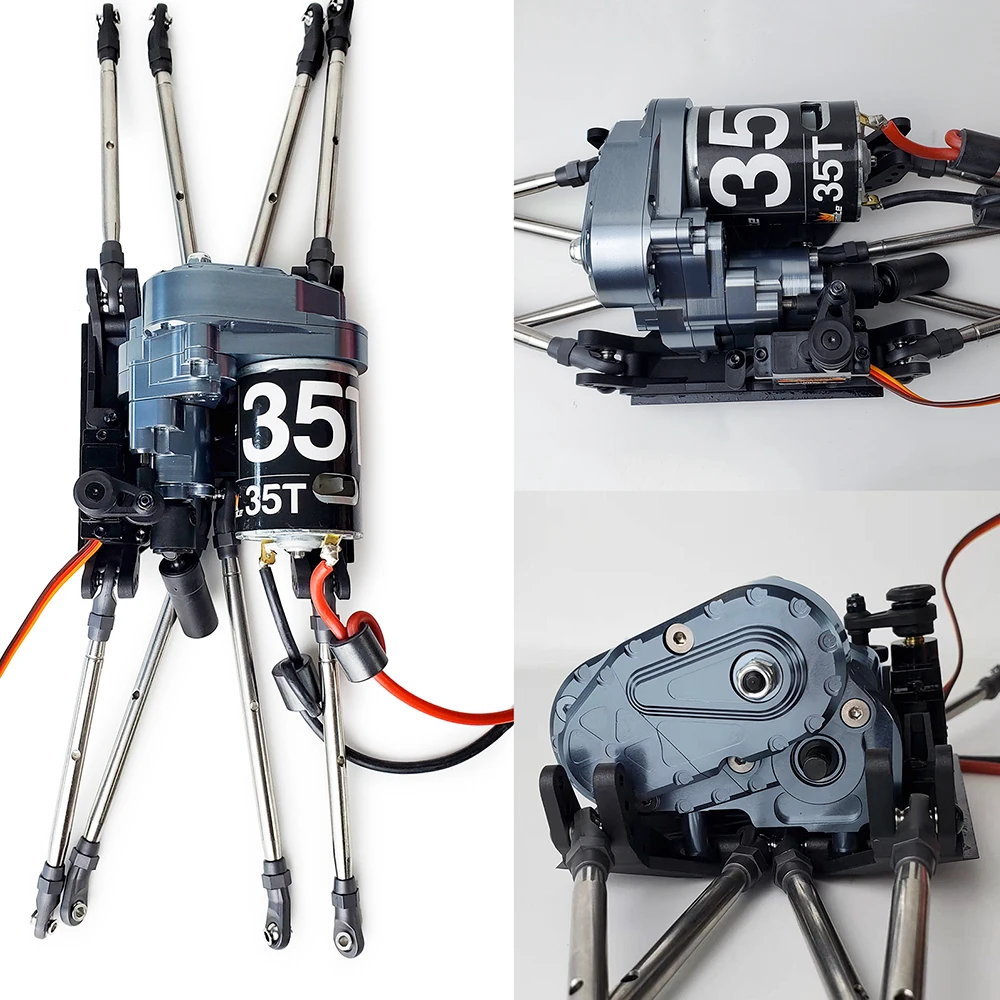 Yeahrun caixa de transmissão completa de metal com engrenagem para axial axi03004 capra 1/10 rc crawler carro caminhão modelo peças atualização