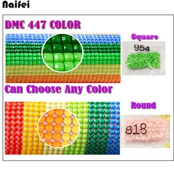 Wholesale DMC 447 Color Full Round/square Drills Resin Diamond,Diamond Painting Full Drills Beads Stone Gem Accessory Rhinestone