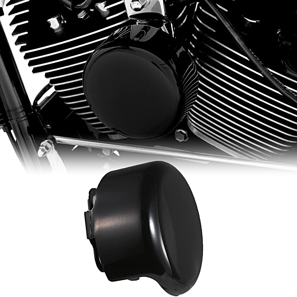 Gloss Black Smooth Horn Cover For Harley Dyna Softail Iron XL Fat Boy Street Bob 883N With Big Twin 4 5/8