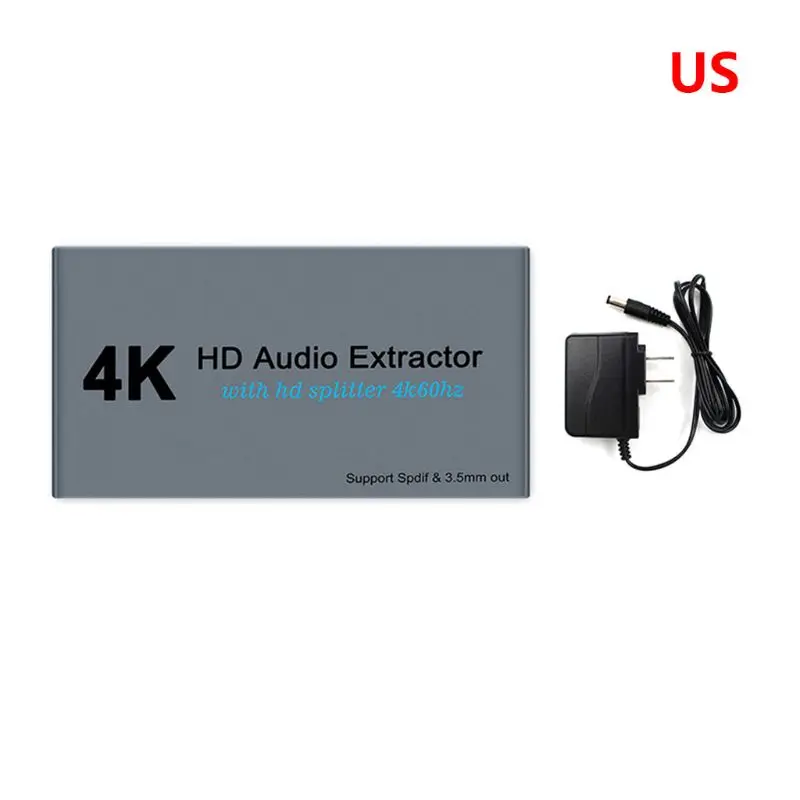 4K Splitter 1 ใน 2 AUX Extractor 3.5 มม.สเตอริโออะแดปเตอร์แปลงQ81F